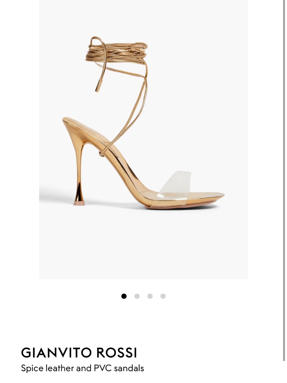 Gianvito Rossi Metallic Gold Lace-Up Sandals with Clear PVC Strap